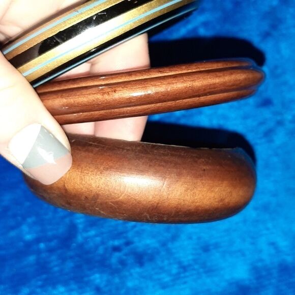 3 Wooden Bangle Bracelets  - Picture 1 of 6